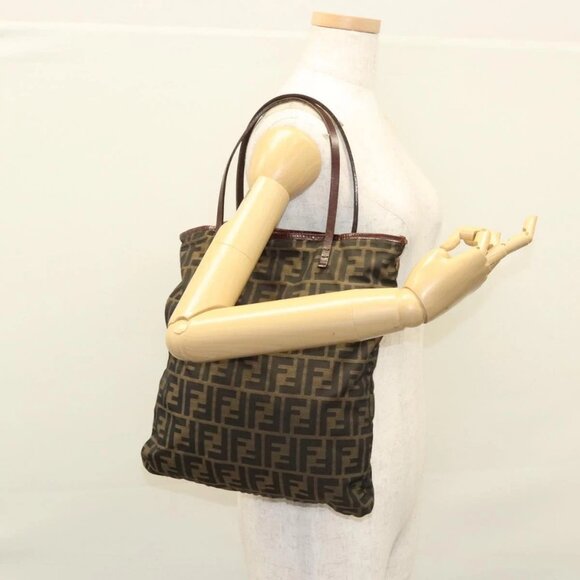 FENDI Zucca Canvas Hand Bag Brown Black Auth ep8370 - Picture 16 of 16